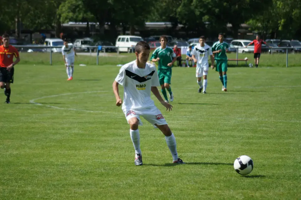 Football players during a match.